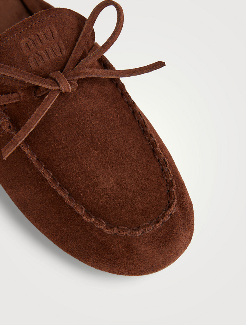 MIU MIU Suede Moccasin Mules | Holt Renfrew