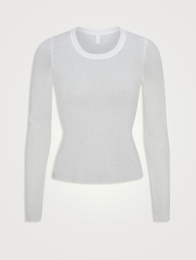 SKIMS Sheer Rib Long-Sleeve Crewneck Top | Holt Renfrew