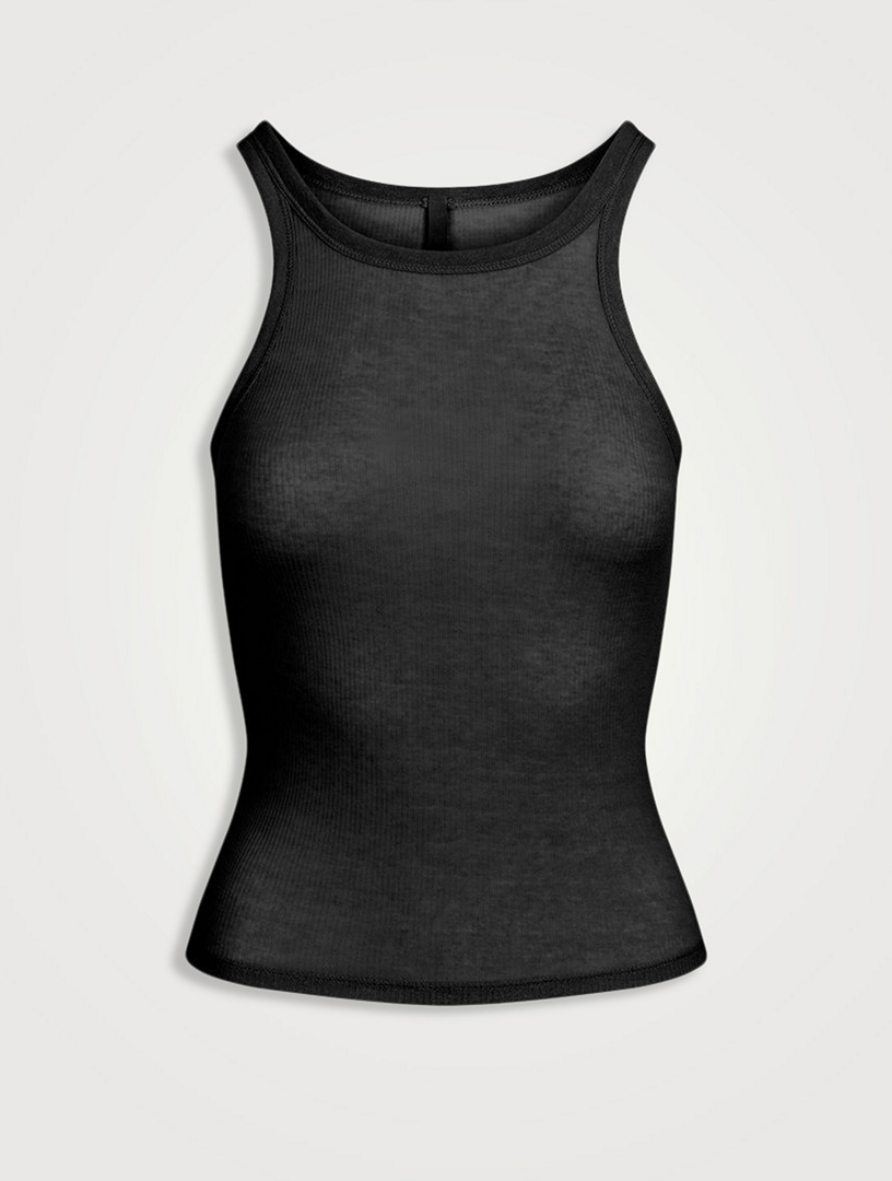 Débardeur côtelé semi-transparent