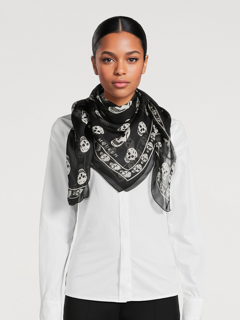 MCQUEEN Silk Skull Scarf | Holt Renfrew