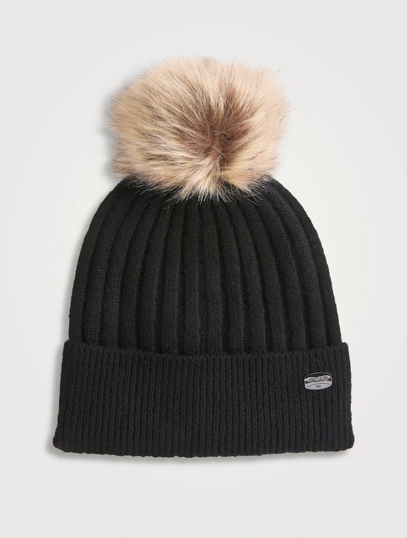Black Holt Renfrew Hat with Faux Fur Black/ Grey Holt Renfrew Set Gloves & Hat Faux Fur Black/ Grey | eBay main image 4