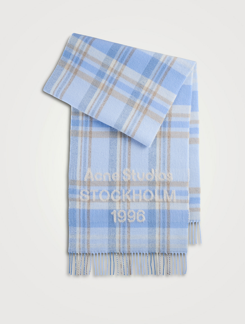 Wide Wool Logo Scarf In Check