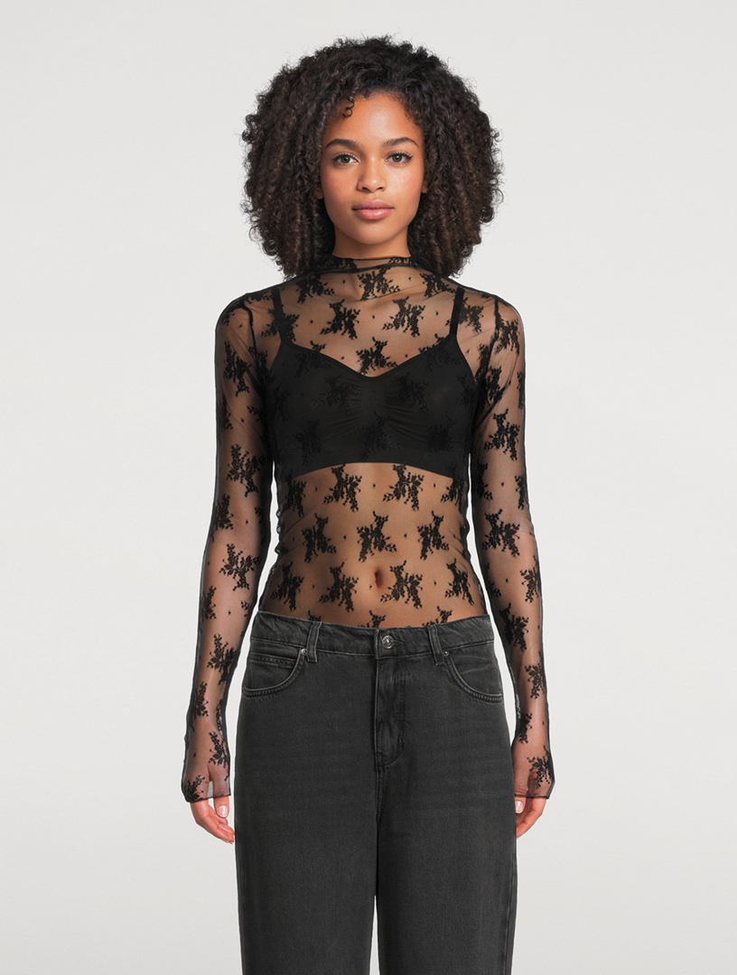 FREE PEOPLE Lady Lux Floral Mesh Top | Holt Renfrew