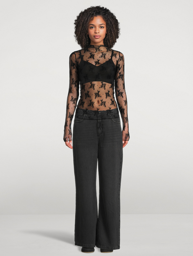 FREE PEOPLE Lady Lux Floral Mesh Top | Holt Renfrew