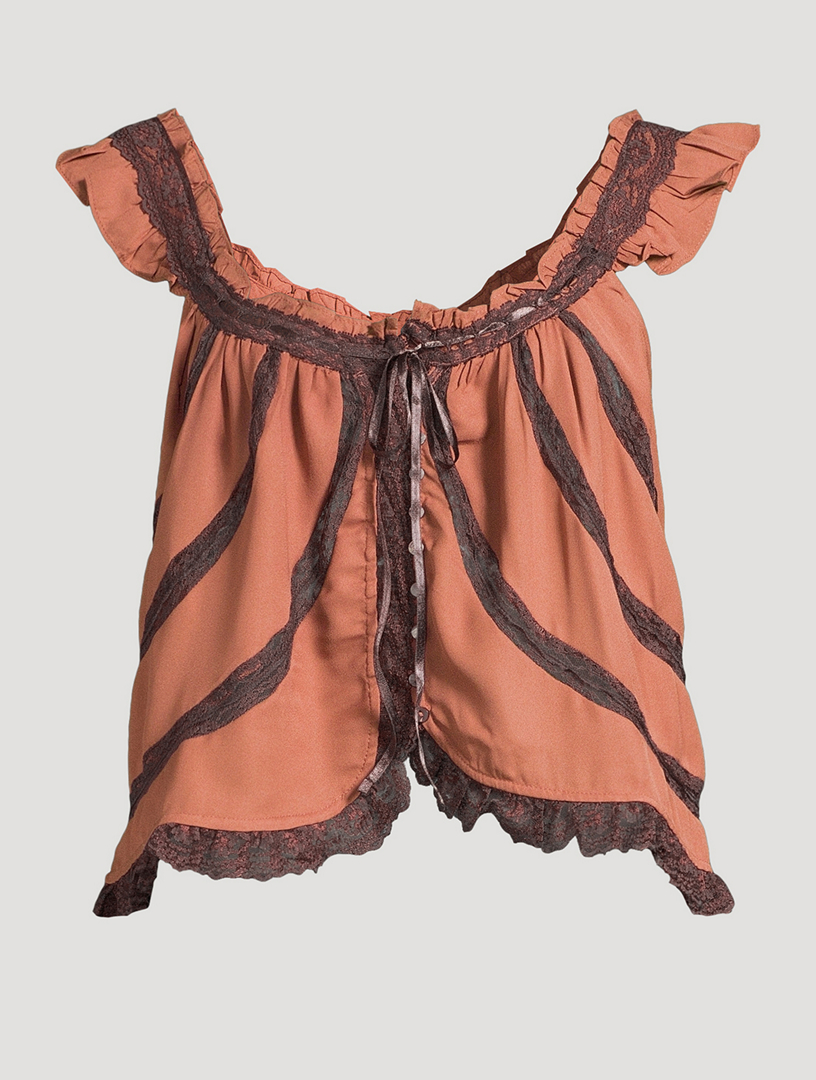 Débardeur En Dentelle Free People - Taille S - Couleur Crème/beige - Occasion Très Bon état