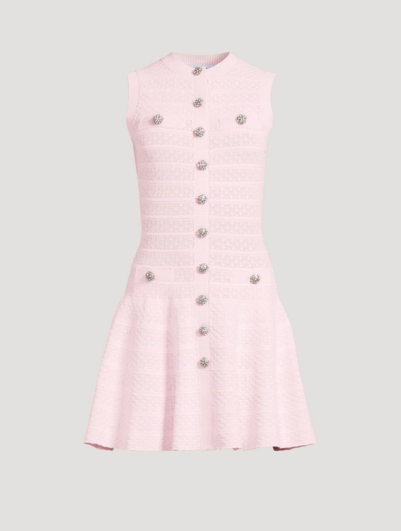 SELF-PORTRAIT Pointelle Knit Mini Dress | Holt Renfrew