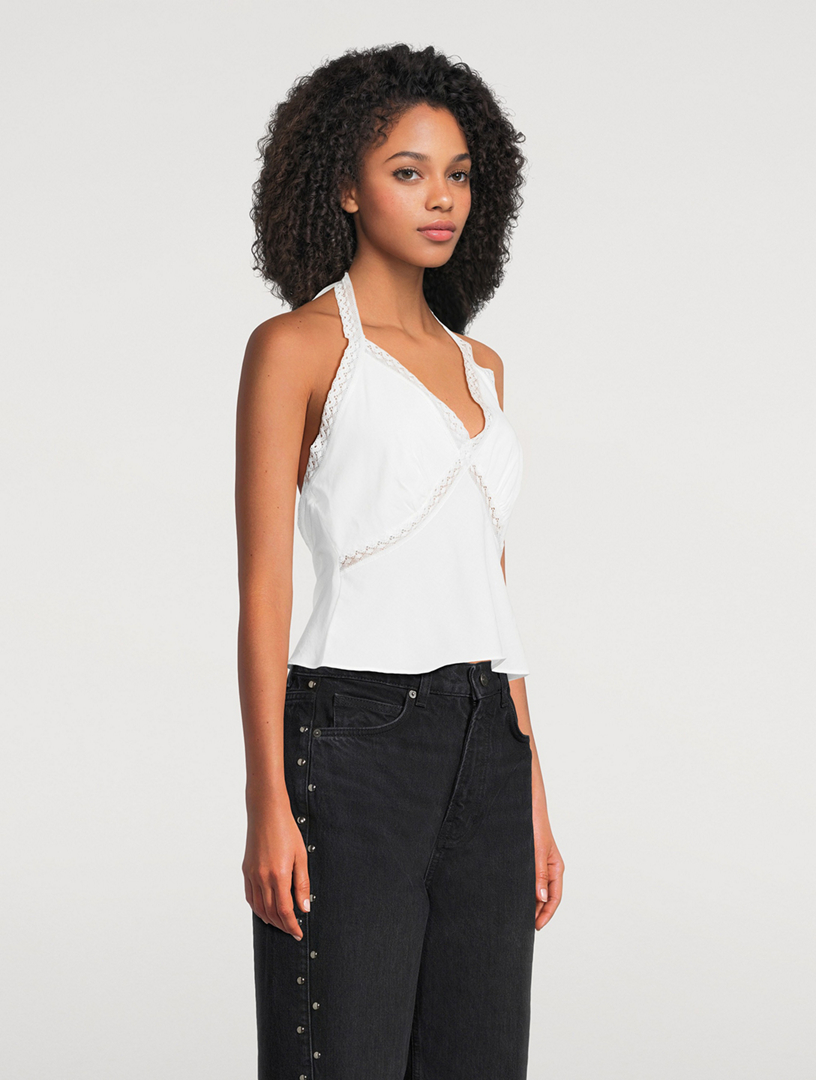 REFORMATION Monica Lace-Trimmed Halter Top | Holt Renfrew