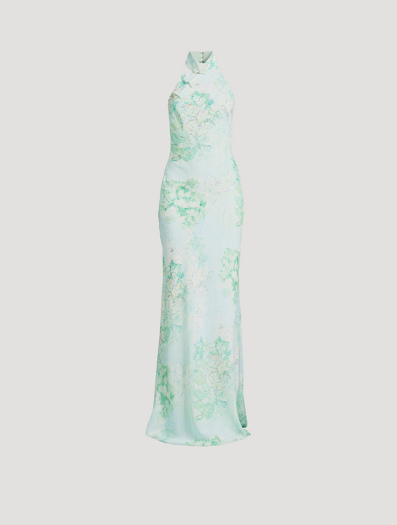 SAU LEE Gillian Chiffon Halter Dress In Carnation Print | Holt Renfrew