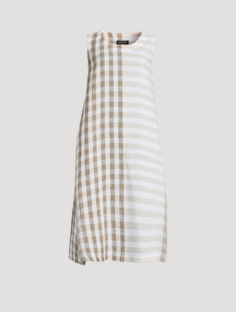 ESKANDAR Printed Linen Midi Dress | Holt Renfrew