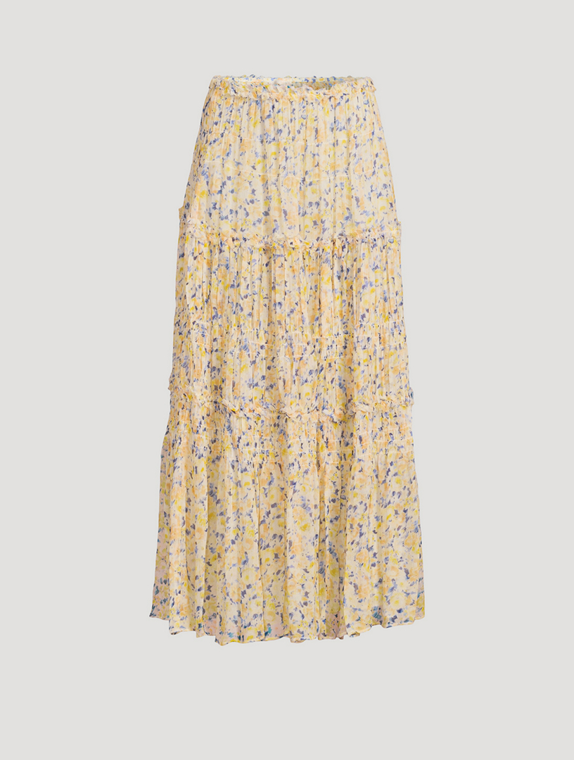 Virginie Silk Midi Skirt In Floral Print