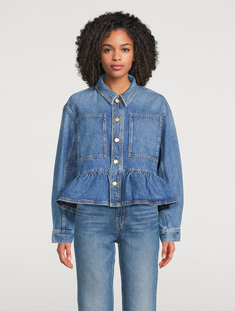 ULLA JOHNSON Arquette Ruffled Denim Jacket | Holt Renfrew