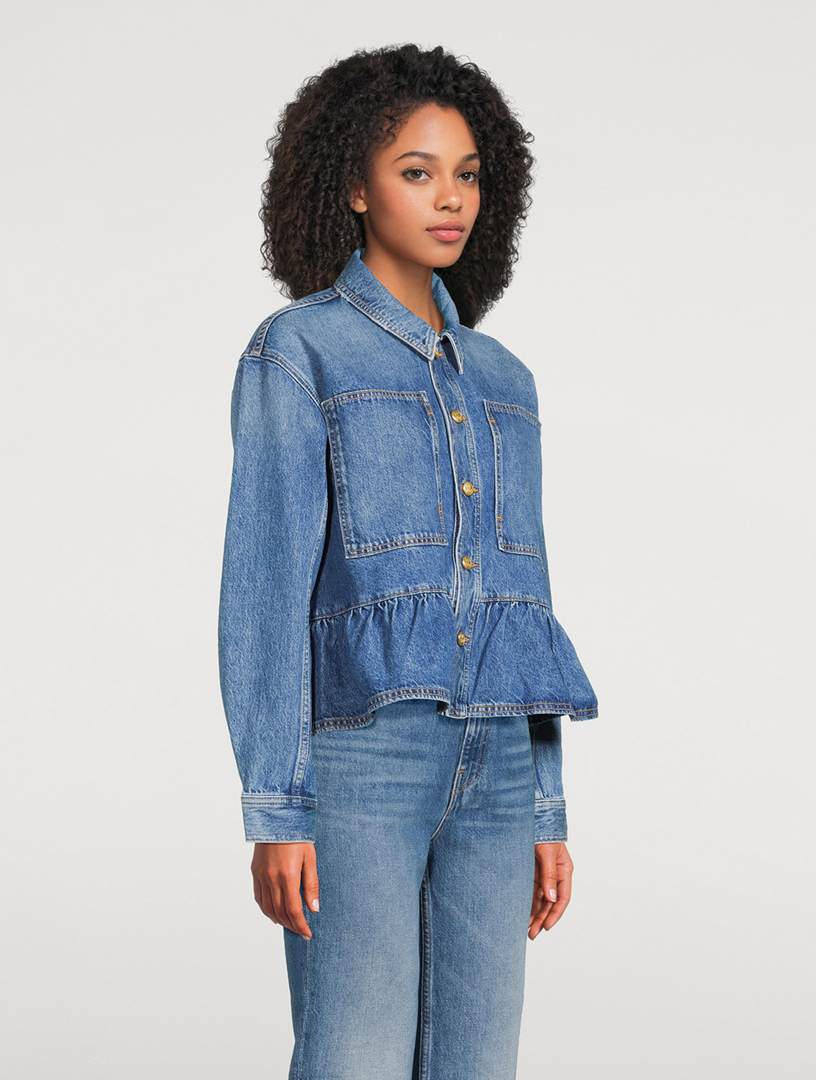 ULLA JOHNSON Arquette Ruffled Denim Jacket | Holt Renfrew