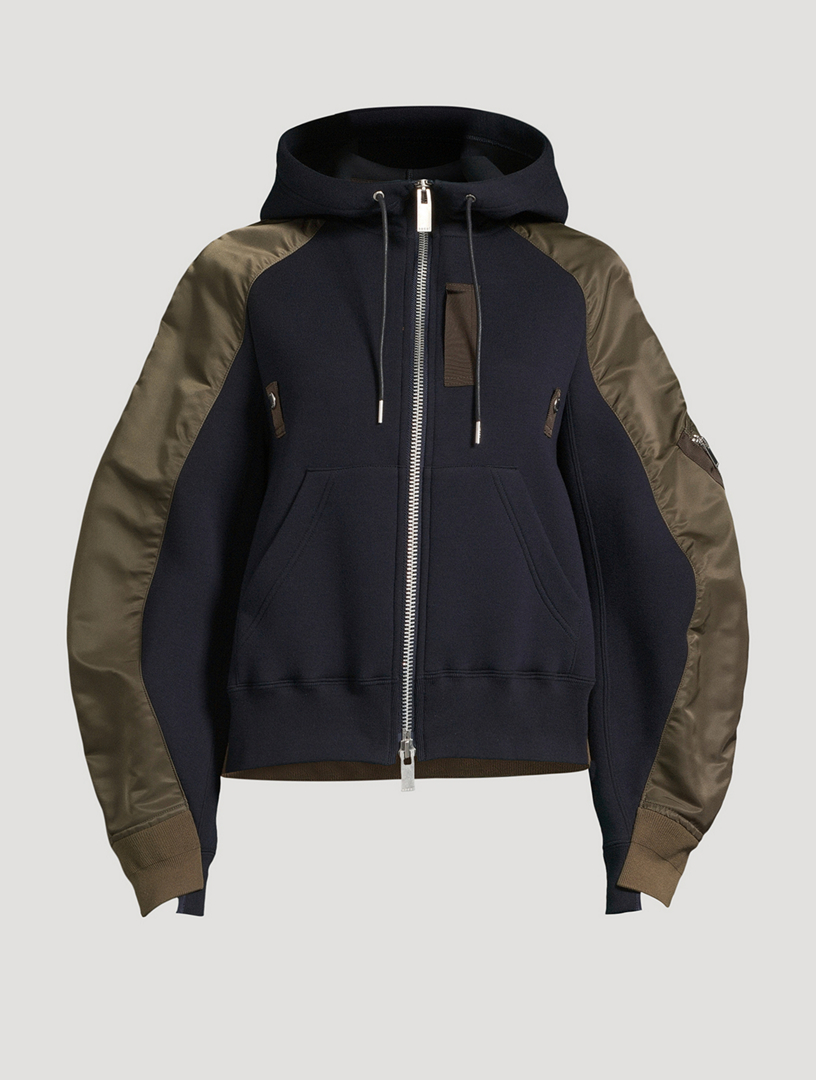 SACAI Sponge Sweat x Nylon Twill Hoodie | Holt Renfrew