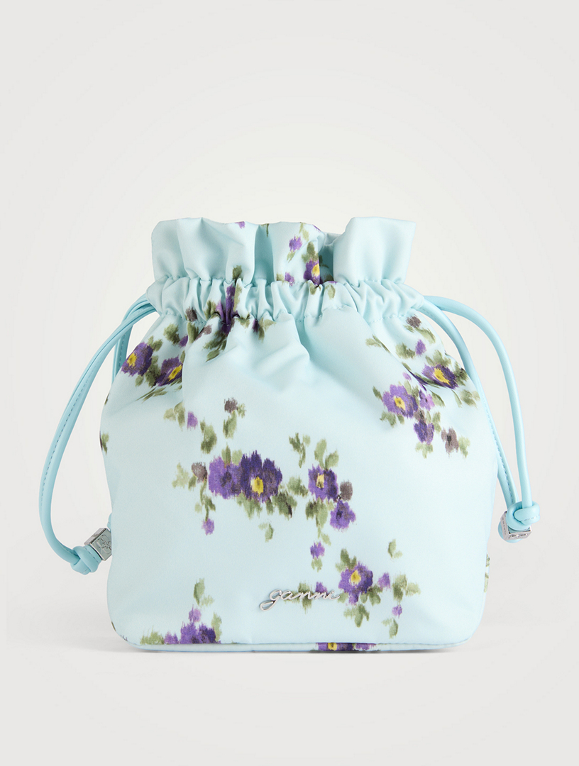 Pochette en satin à imprimé floral