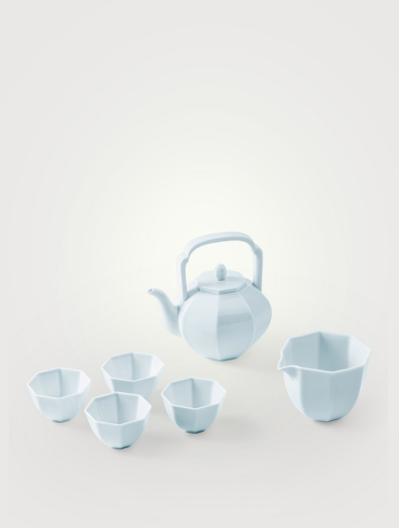 Service à thé en porcelaine céladon, édition Nouvel An lunaire, six pièces