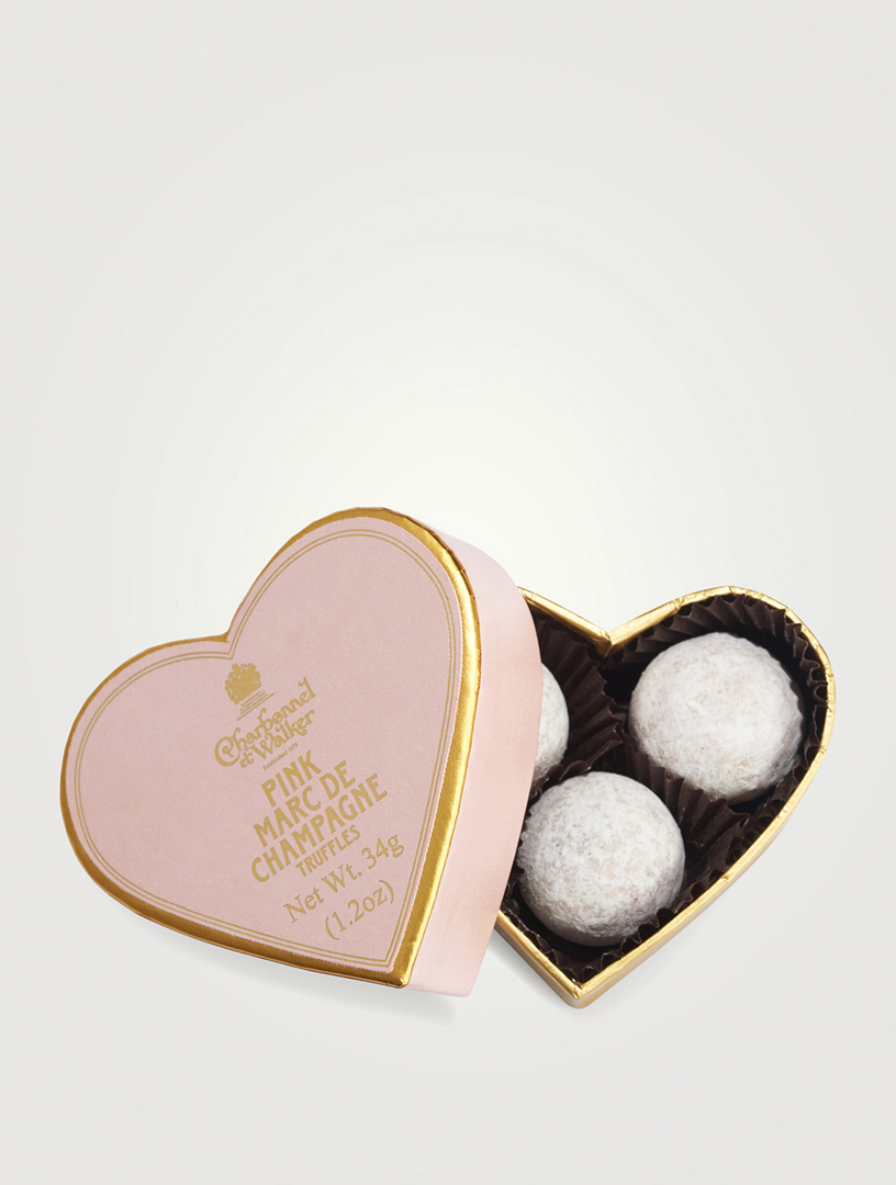 Marc De Champagne Chocolate Truffle Pink Heart Box