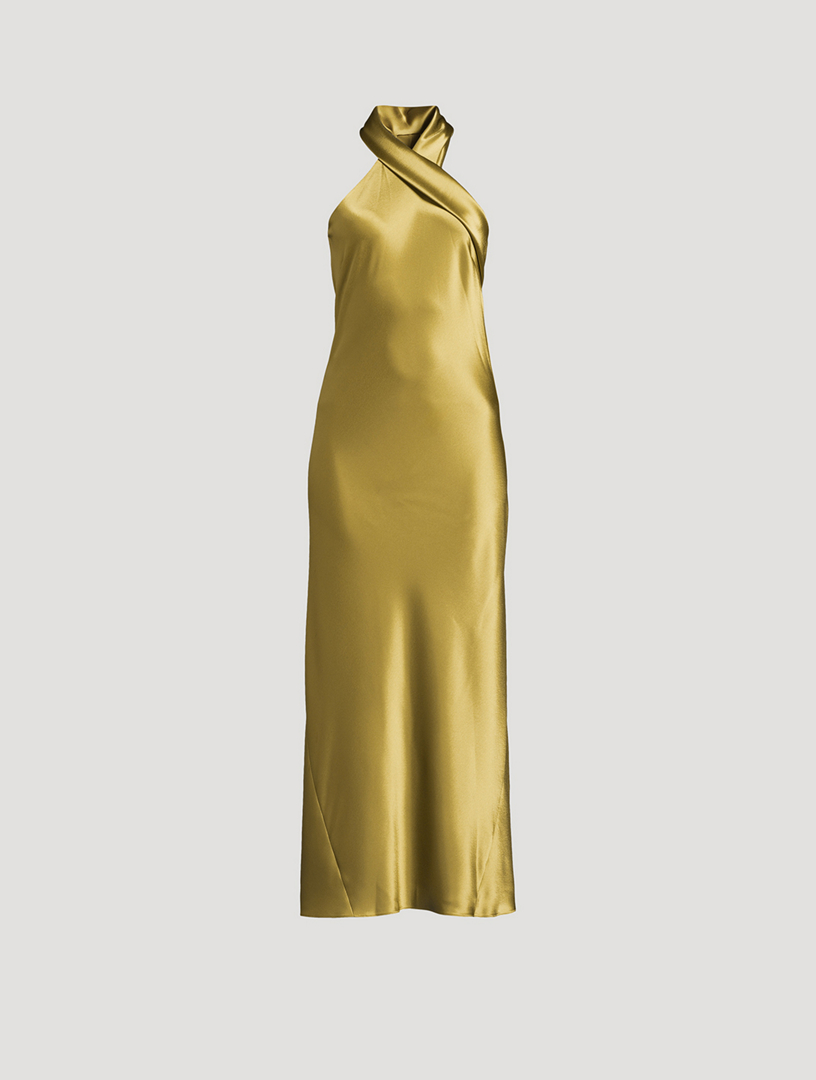 GALVAN Pandora Satin Halter Dress | Holt Renfrew