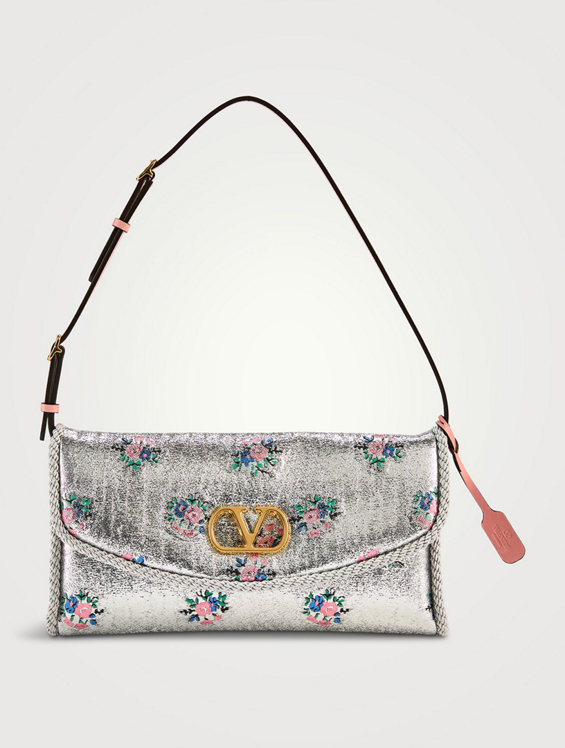 VALENTINO GARAVANI DeVain Floral Jacquard Lurex Shoulder Bag