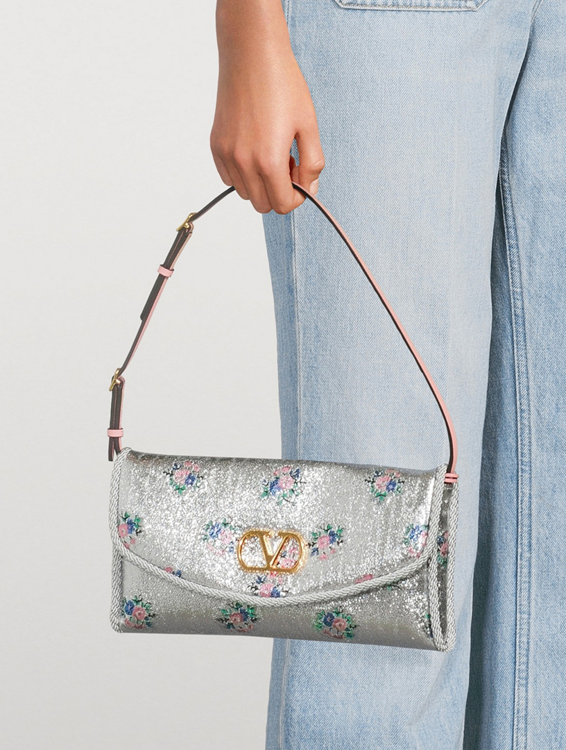 VALENTINO GARAVANI DeVain Floral Jacquard Lurex Shoulder Bag