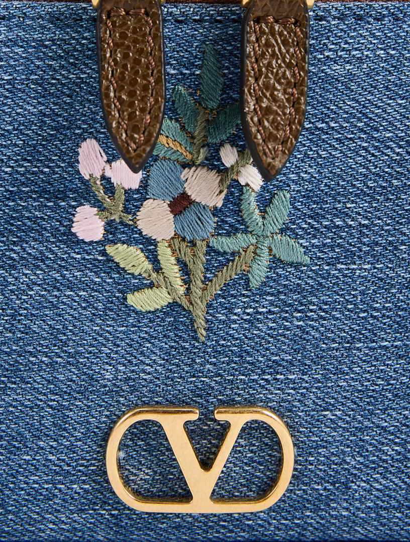 VALENTINO GARAVANI VLogo Denim Mini Vanity Bag With Floral