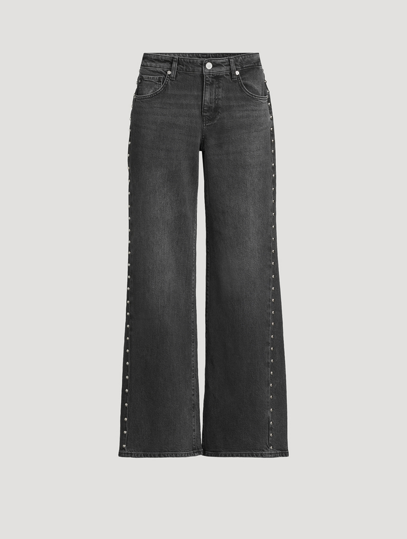 AG Adria Studded Wide-Leg Jeans | Holt Renfrew
