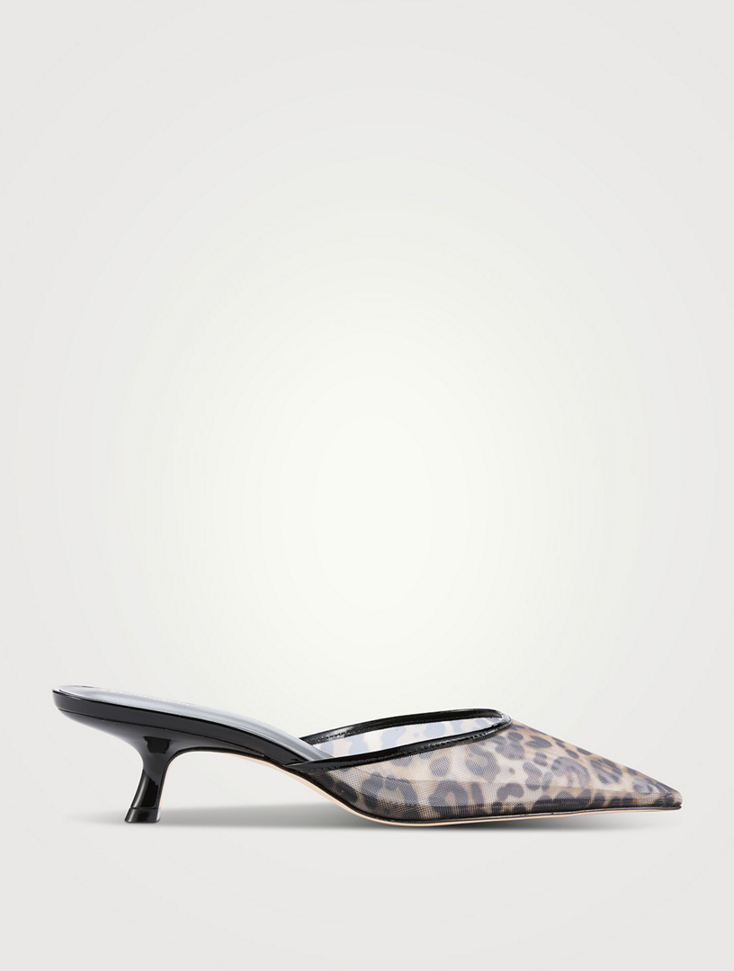 Wilda Mesh Mules In Leopard Print