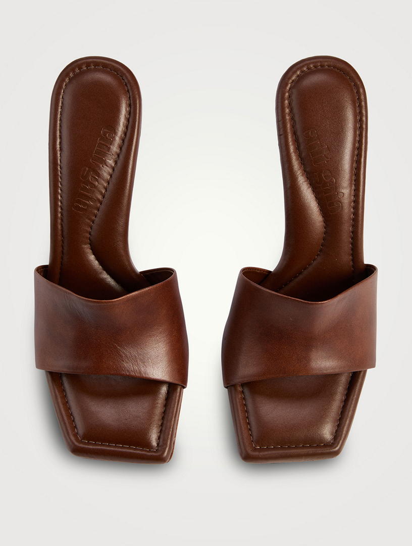 CULT GAIA Mahina Beaded-Heel Leather Mules | Holt Renfrew