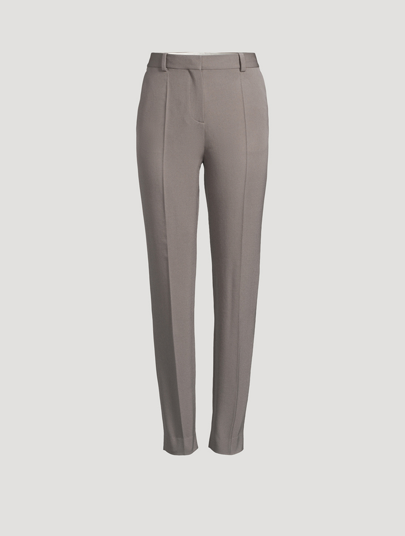 Pantalon Tailleur Femme Brunello Cucinelli 100% Laine Vierge - Taille 8, Gris Rayé, Neuf Avec Étiquette