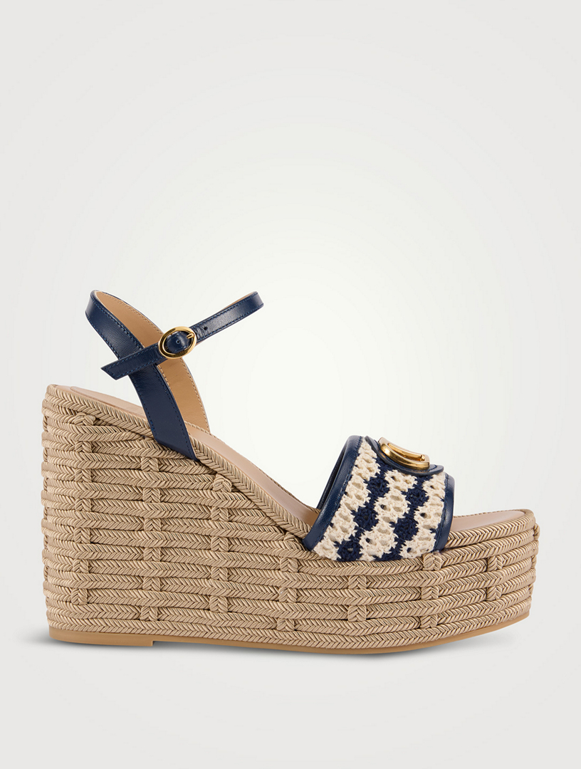 VLogo Crochet Espadrille Wedge Sandals