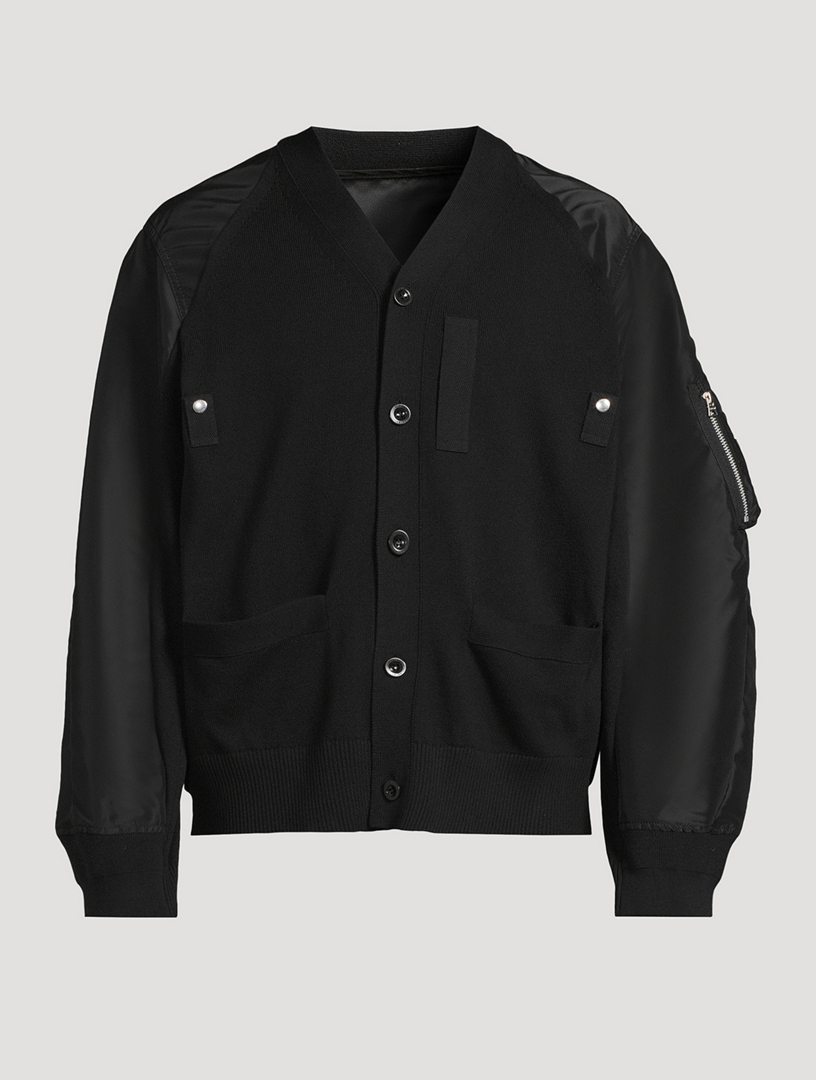 SACAI Nylon Twill and Knit Cardigan | Holt Renfrew