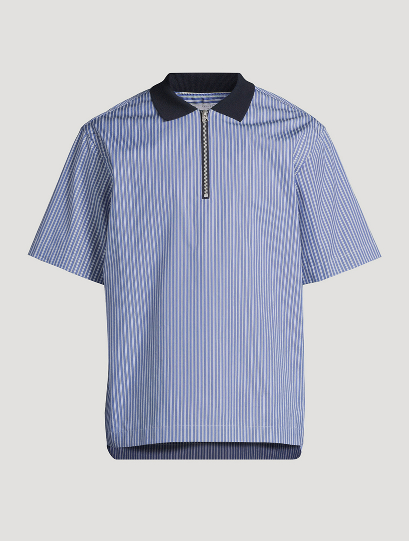SACAI Zip Polo Shirt In Striped Print | Holt Renfrew