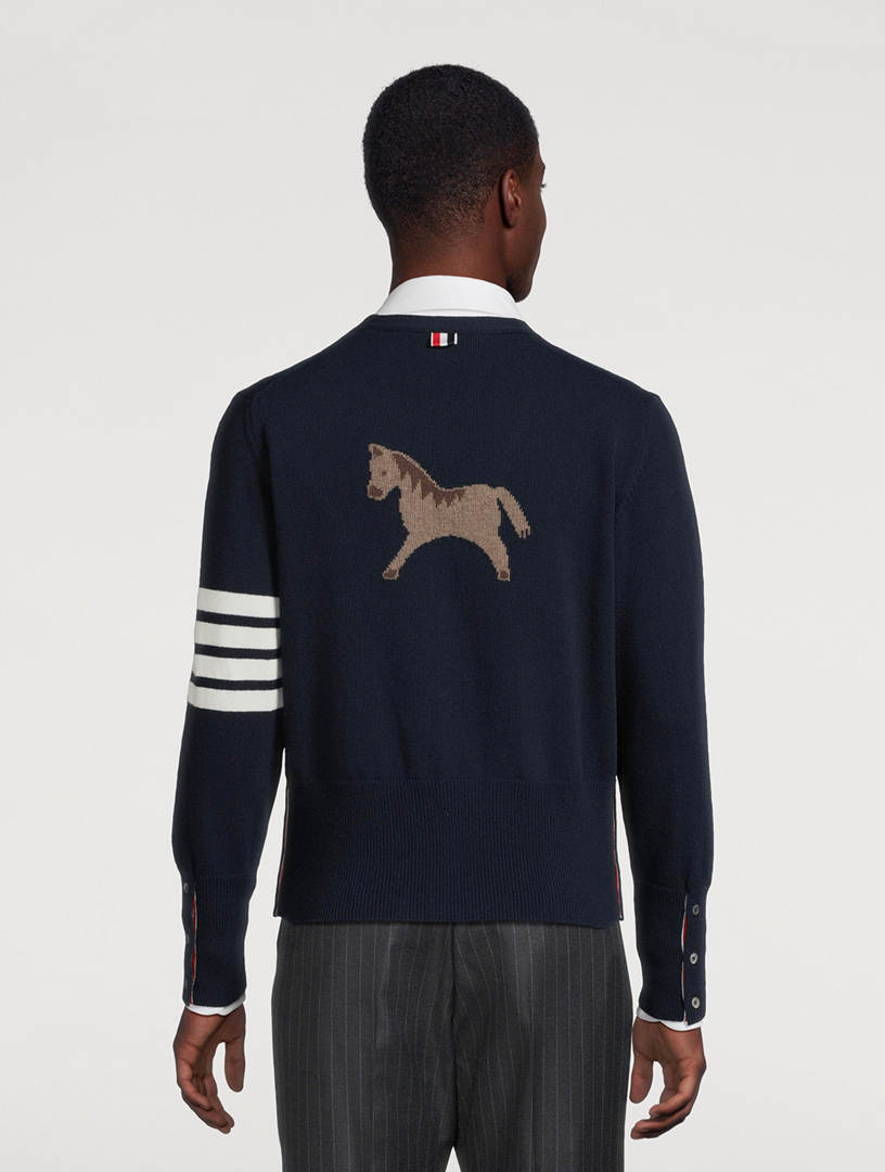 THOM BROWNE Wool Cardigan With Horse | Holt Renfrew