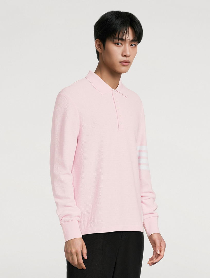 THOM BROWNE Four-Bar Long-Sleeve Polo Shirt | Holt Renfrew