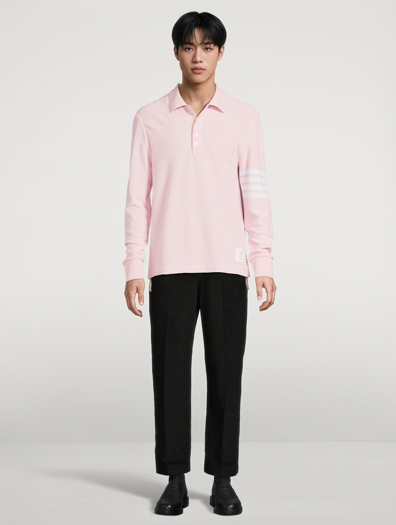 THOM BROWNE Four-Bar Long-Sleeve Polo Shirt | Holt Renfrew
