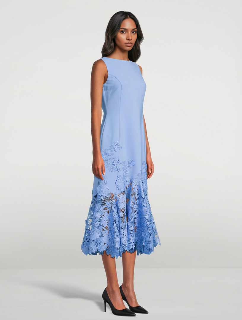 knee length dresses for ladies Oscar de La Renta Ruffle Lace Dress