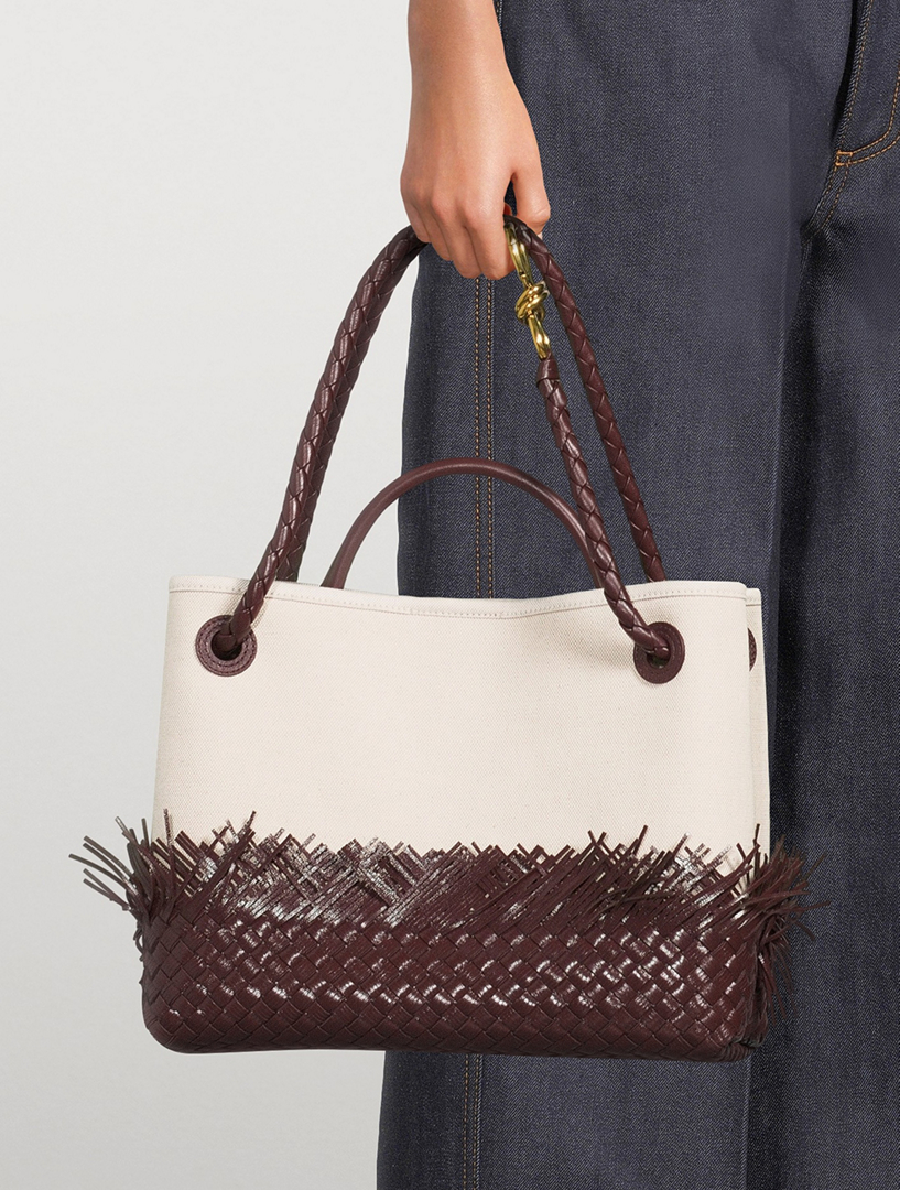 BOTTEGA VENETA Andiamo Leather-Trimmed Canvas Bag | Holt Renfrew