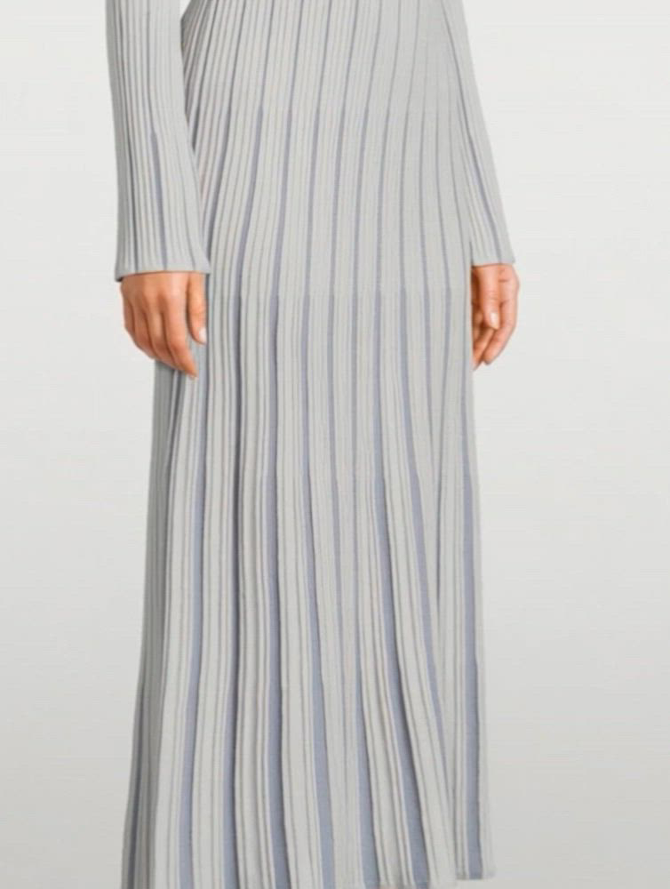emporio armani knit dress Emporio Armani Sleeveless Tiered Striped Knit Midi Dress