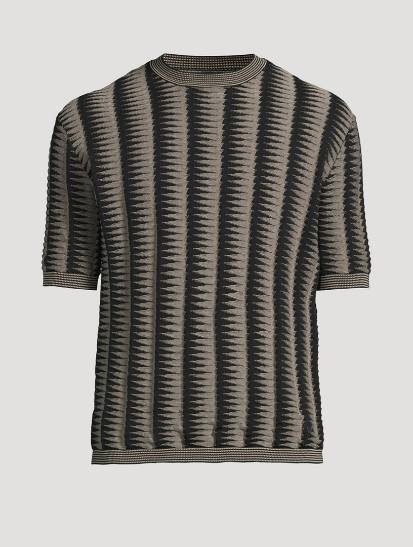 Cotton Weave Short-Sleeve Sweater