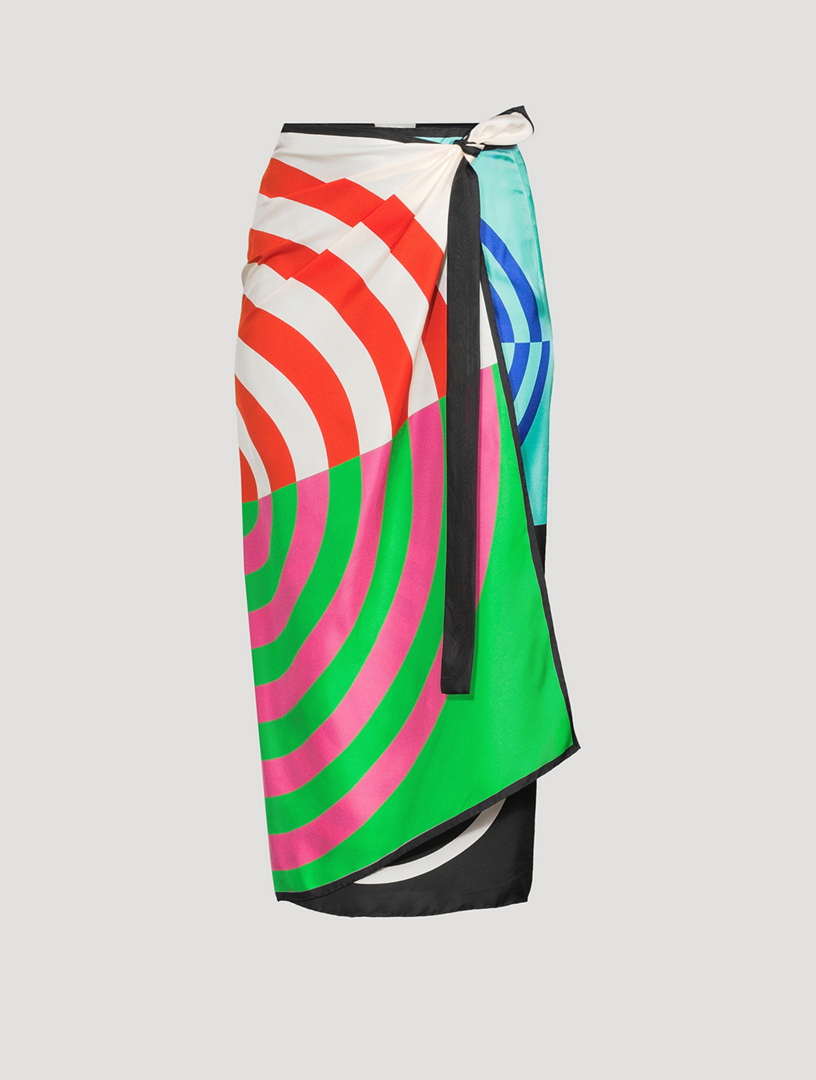 DRIES VAN NOTEN Scarfy Printed Silk Wrap Skirt | Holt Renfrew