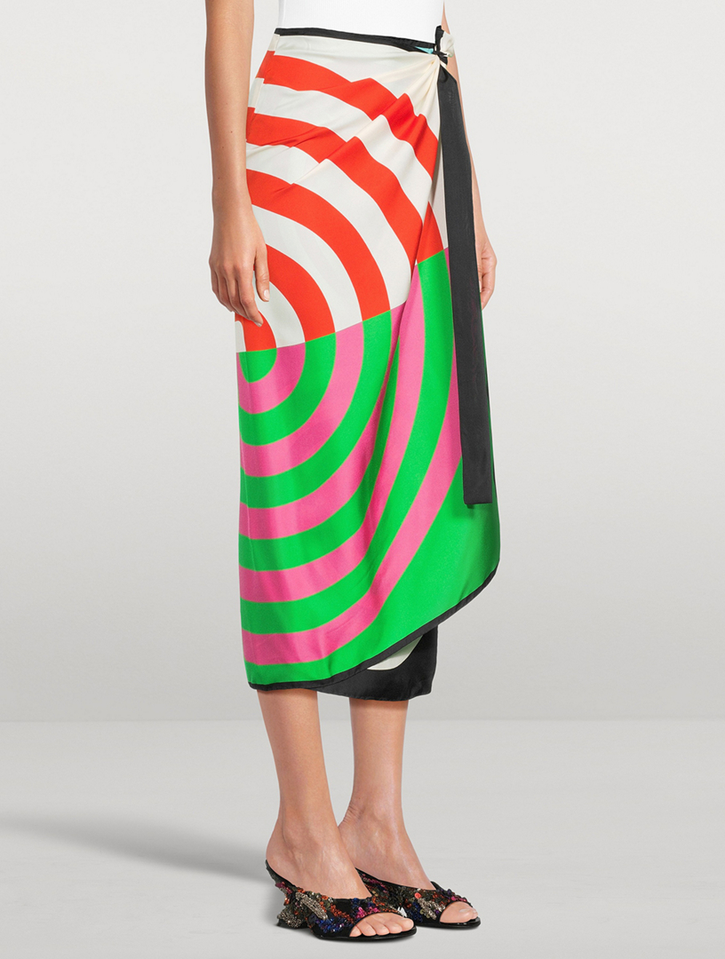 DRIES VAN NOTEN Scarfy Printed Silk Wrap Skirt | Holt Renfrew