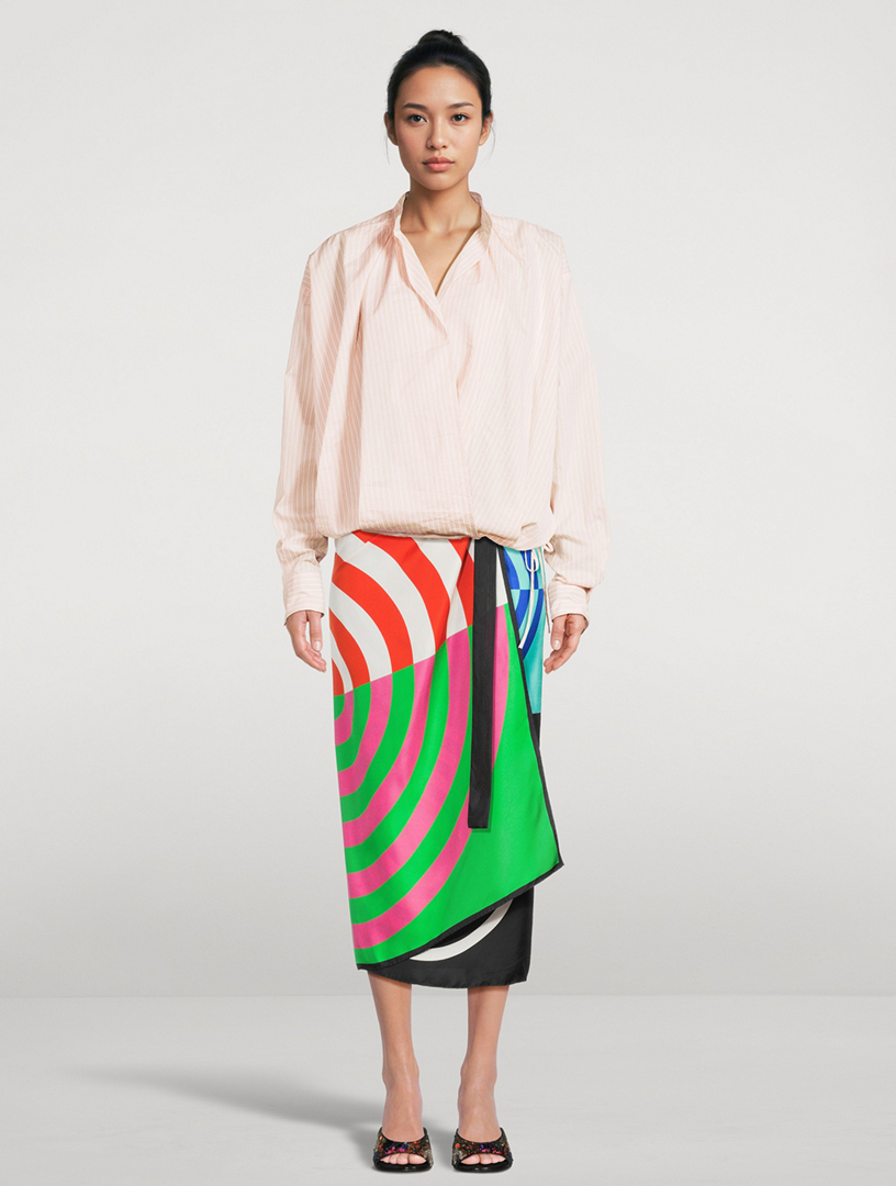 DRIES VAN NOTEN Scarfy Printed Silk Wrap Skirt | Holt Renfrew