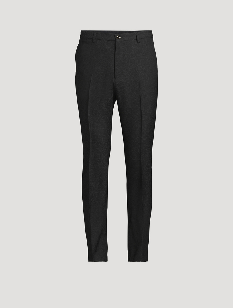 Pantalon jacquard en laine à motif cachemire