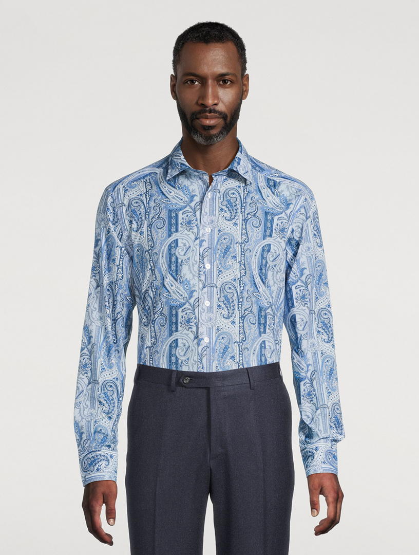 Chemise Homme Manches Longues Imprimé Chat Abstrait - Coupe Droite, Tissu Polyester - Pour Look Décontracté - 2