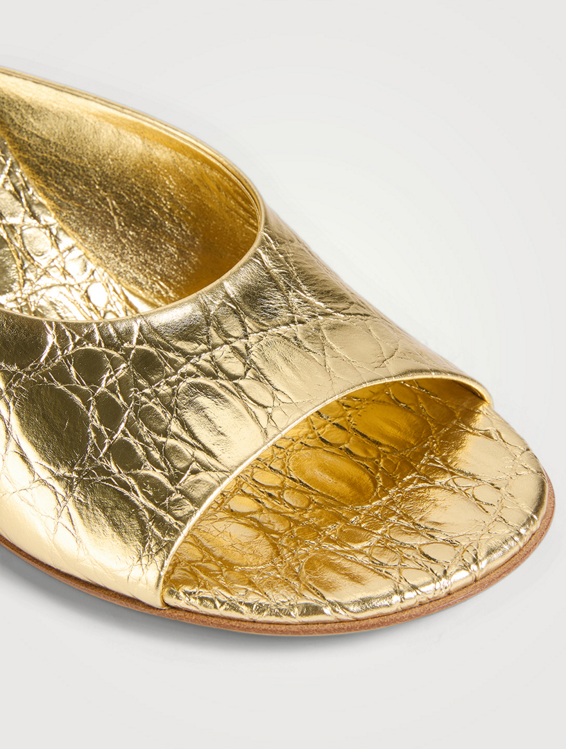 DRIES VAN NOTEN Metallic Leather Wedge Mules | Holt Renfrew