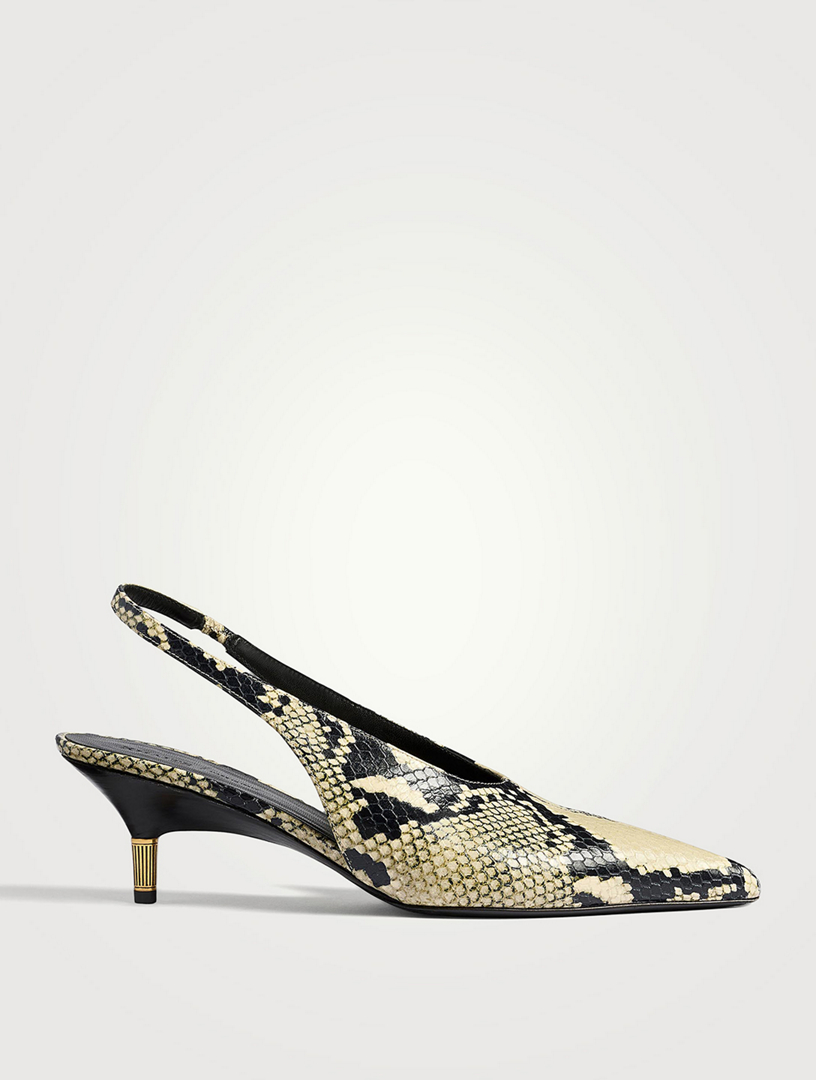 Bella Snakeskin-Embossed Leather Slingback Pumps