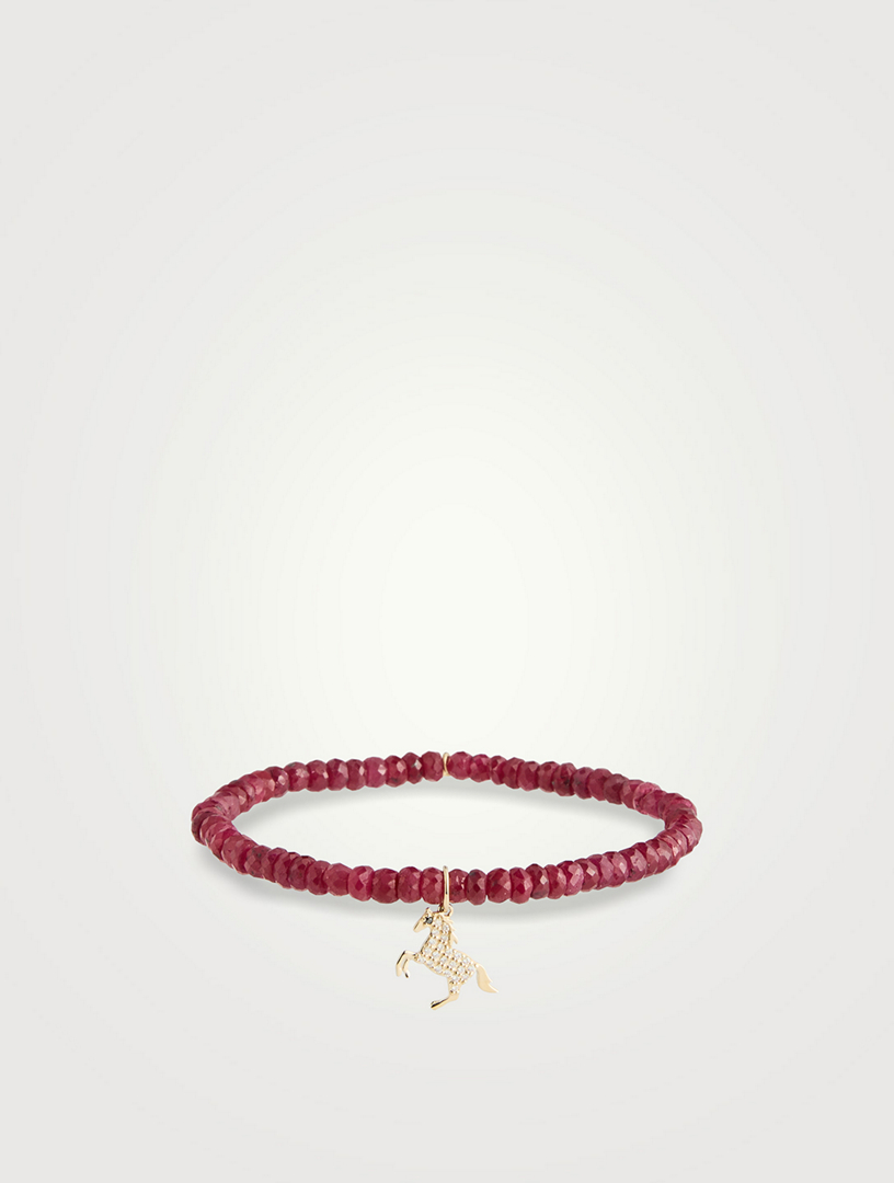 Lunar New Year Horse Ruby Beaded Bracelet