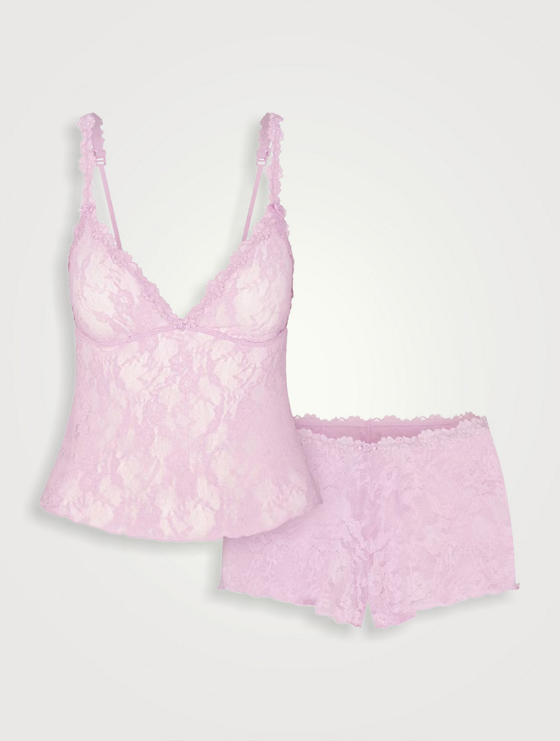 Stretch Lace Triangle Cami And Short Set