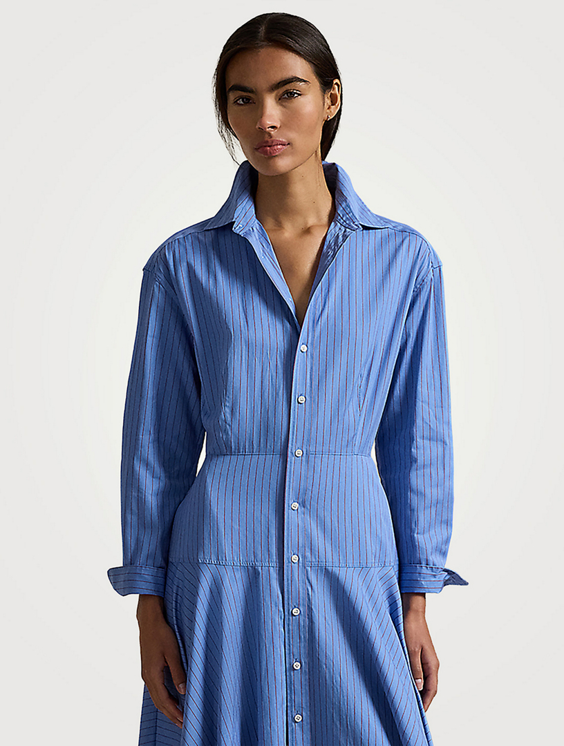 ralph lauren poplin shirt dress White Poplin Woven Collared Babydoll Dress