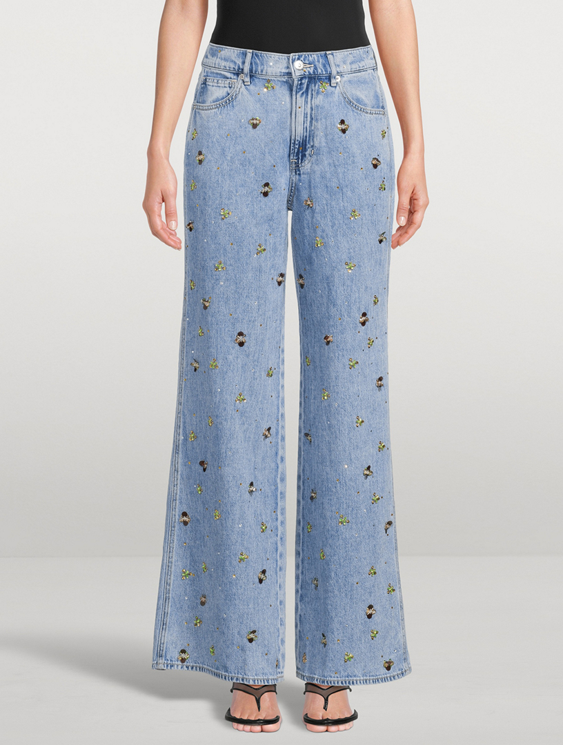VERONICA BEARD Kasey Beaded Wide-Leg Jeans | Holt Renfrew