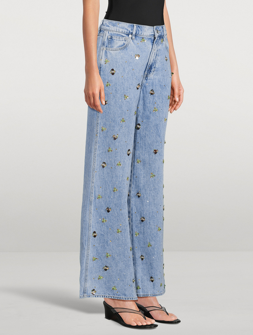 VERONICA BEARD Kasey Beaded Wide-Leg Jeans | Holt Renfrew